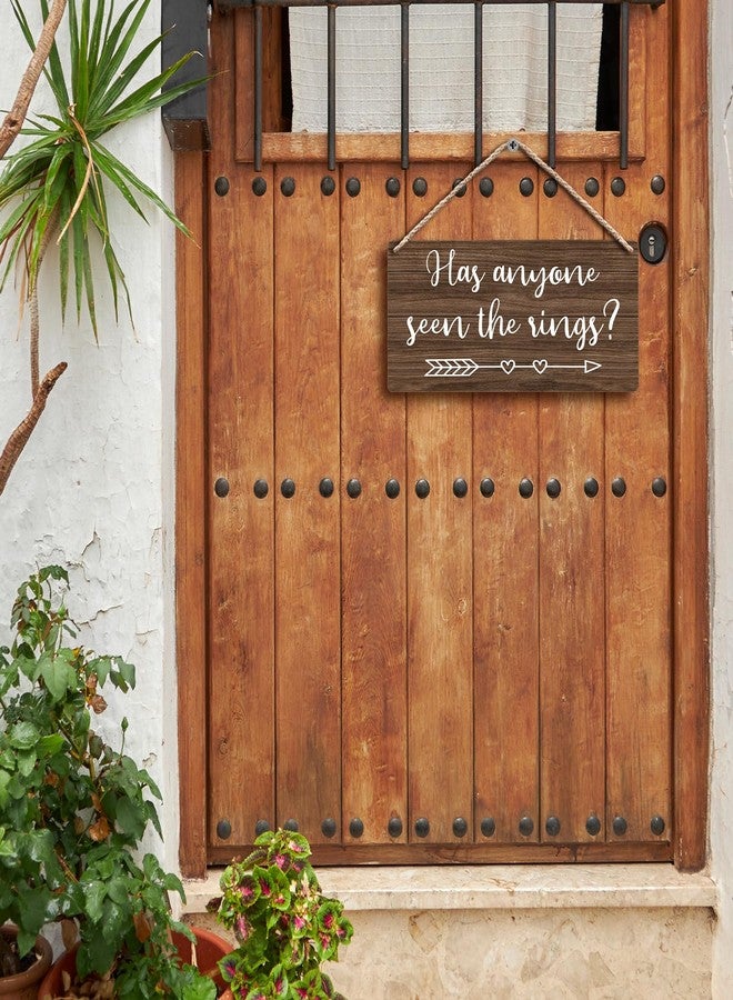 FUGWN Has Anyone Seen the Rings Hanging Wooden Signs 12x6, Ring Bearer Sign, Ring Bearer Gifts, Rustic Wall Decor, Wedding Signs,Decorative Signage - Image 3